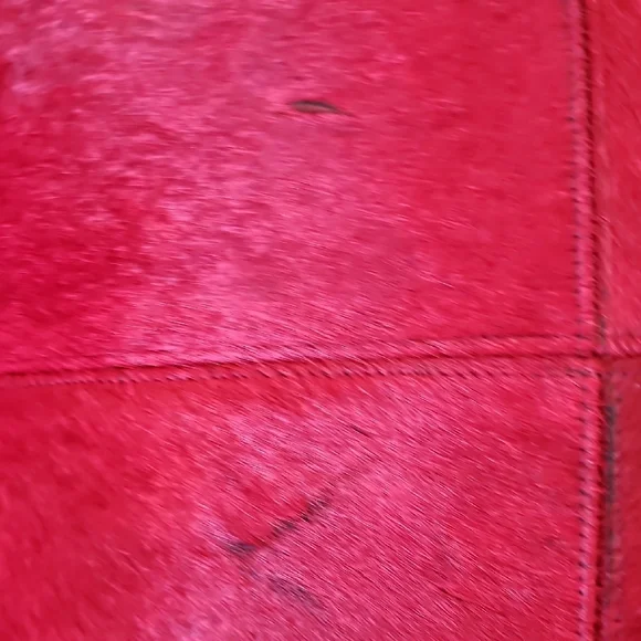 Pier 1 100% Cowhide Red Accent Pillow with Geometric Design - Picture 6 of 7